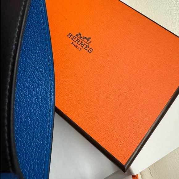 NWB Hermes City 3CC Color Block card holder Noir/Bleu suit/Bleu Zellige Rare! - Picture 10 of 12